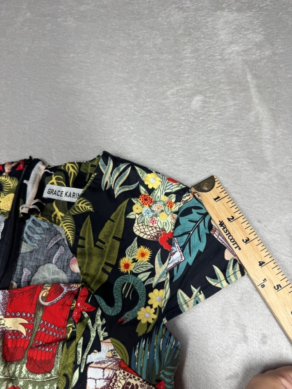 Grace Karin Frida Kahlo Tropical Floral Retro Rockabilly Black Red Dress Size S - Picture 8 of 16